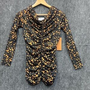 CRISTINA MARTINEZ/Nordstrom Ruched Print Top In Brown Bloom Smudge Size Medium